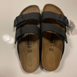 BRAND NEW Black Leather Birkenstocks Arizona